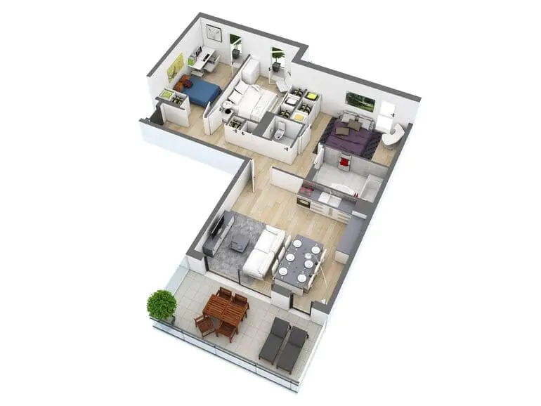 один из типовых проектов планировки трехкомнатной квартиры с кухней-гостиной